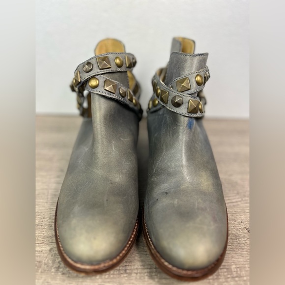 Patron Perugia Lou Grey Distress Leather Buckle Strappy Women Ankle Boots 8.5M - Picture 6 of 16